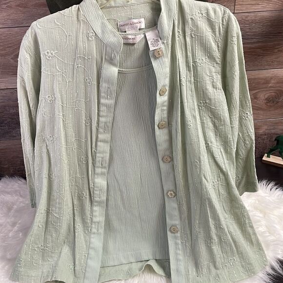 Drapers & Damon’s Ladies 2 pc top, Size Petite Large, Green - Picture 1 of 6